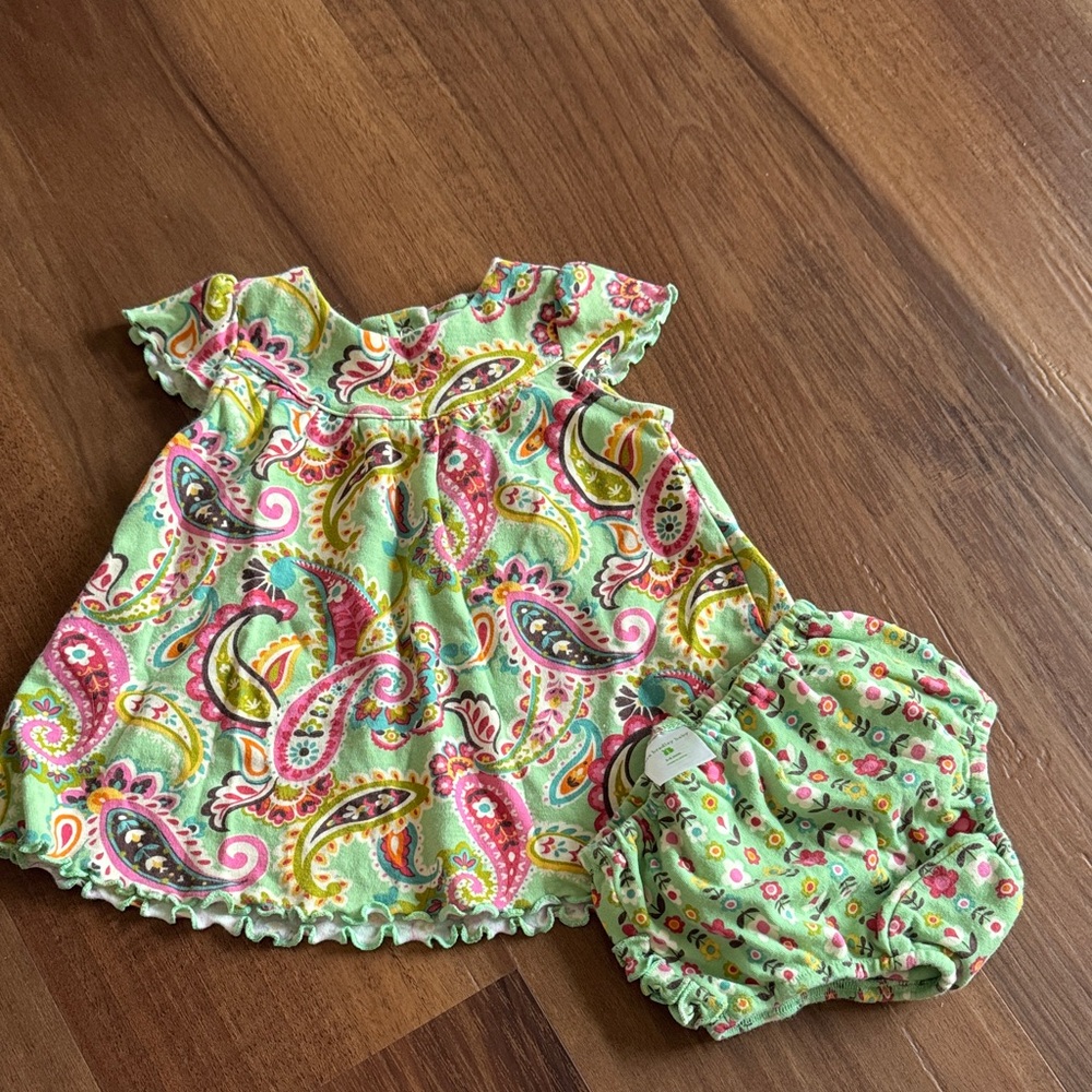 Vera Bradley Kids Paisley Dress Set - Green and Pink